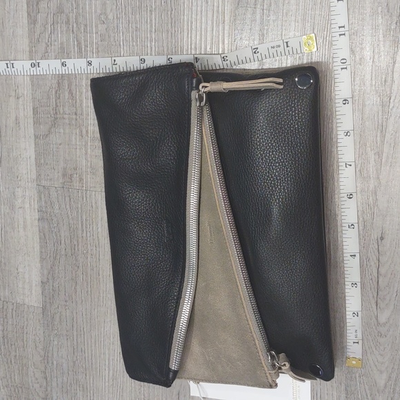 ❤️Hammitt Dillon Black Pewter Reversible 3 Way Clutch Crossbody leather Handbag - Picture 14 of 14